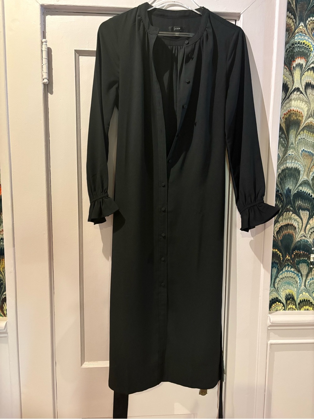 J.Crew Black Long Sleeve Button-Front Dress XS